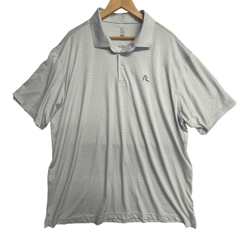 Rhoback Mens 3XL Performance Golf Polo Shirt Light Blue Honeycomb Pattern XLG